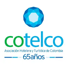 Logo de Cotelco, Asociación Hotelera y Turística de Colombia, conmemorando 65 años de trayectoria.